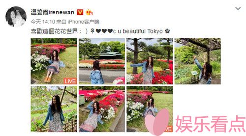 温碧霞在微博晒出美照，称其喜欢这个花花世界